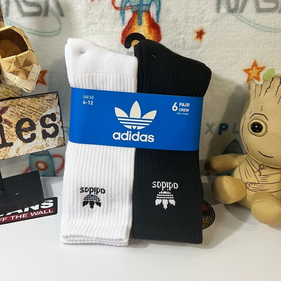 ADIDAS 6 PAIR CREW SOCKS/ DRI-FIT TECHNOLOGY MENS SHOE SIZE 6-12 - Picture 5 of 9